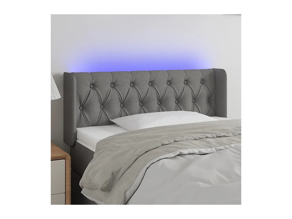 Tête de lit à LED Gris foncé 93x16x78/88 cm Tissu