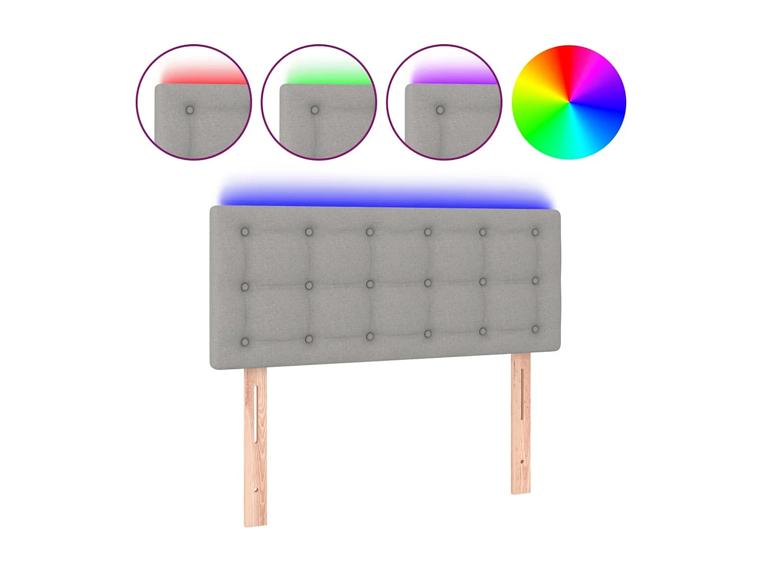 Cabecero con luces LED de tela gris claro 80x5x78/88 cm