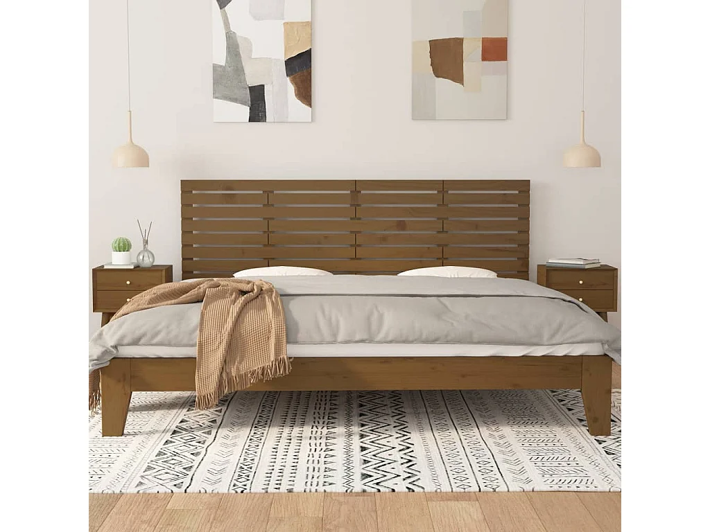 Tête de lit murale Marron miel 166x3x63 cm Bois massif de pin