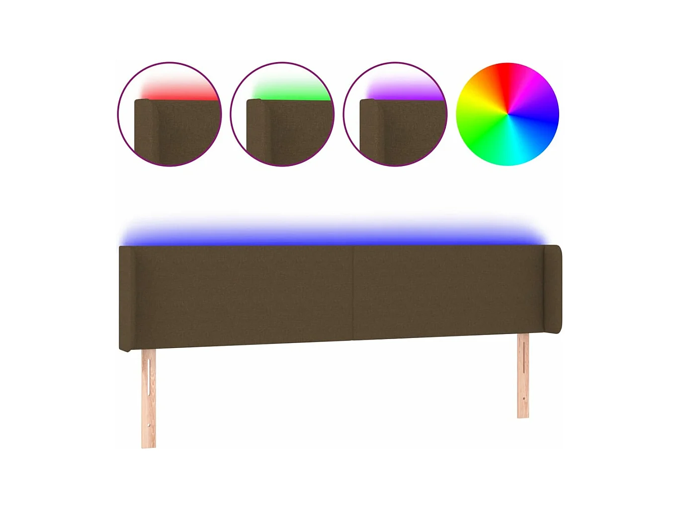 Tête de lit à LED Marron foncé 163x16x78/88 cm Tissu