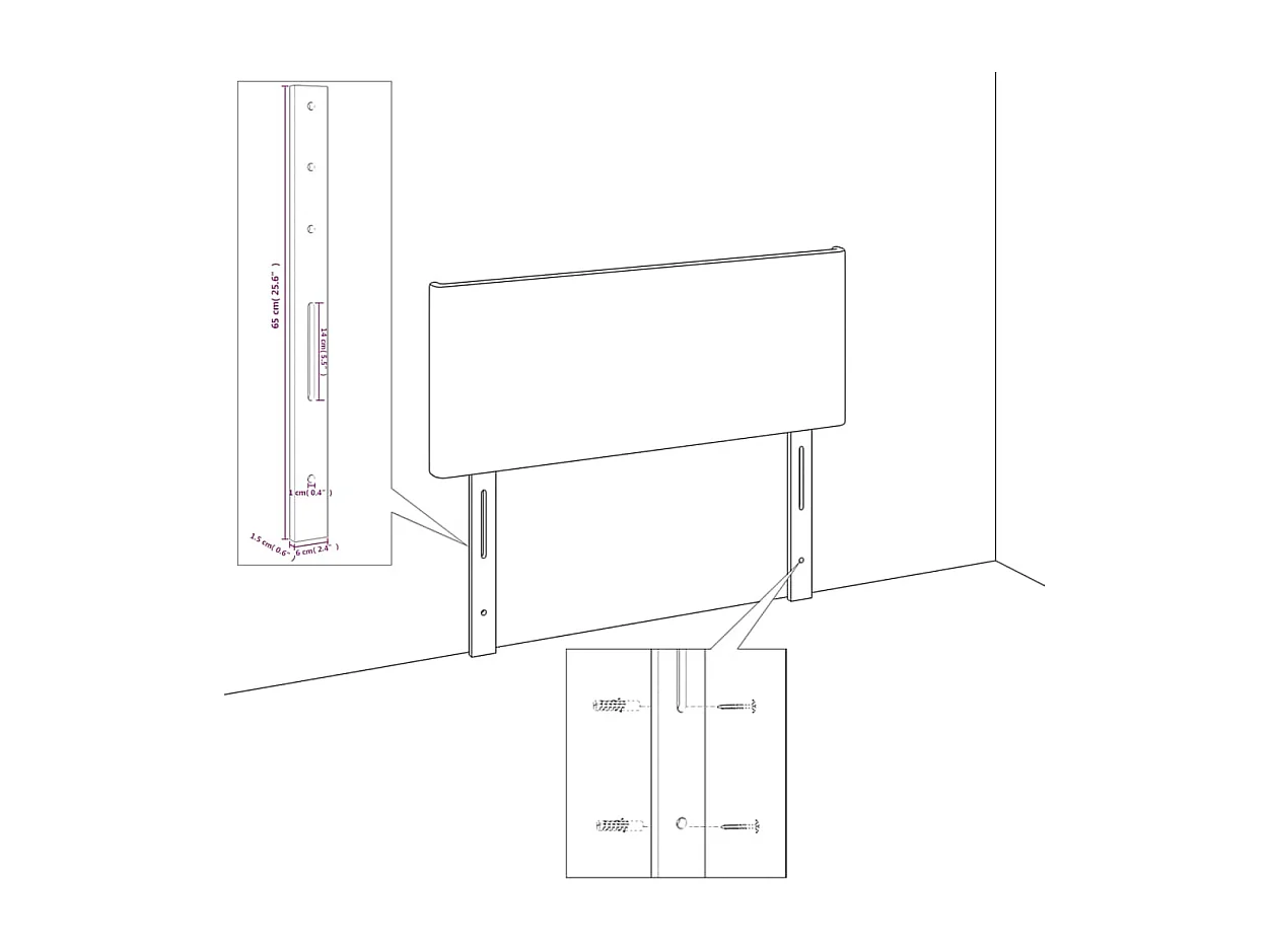 Cabeceira de cama veludo 100x5x78/88 cm rosa