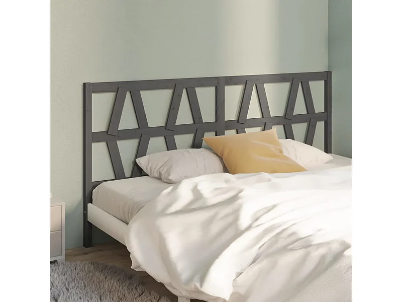 Cabecero de cama madera maciza de pino gris 206x4x100 cm