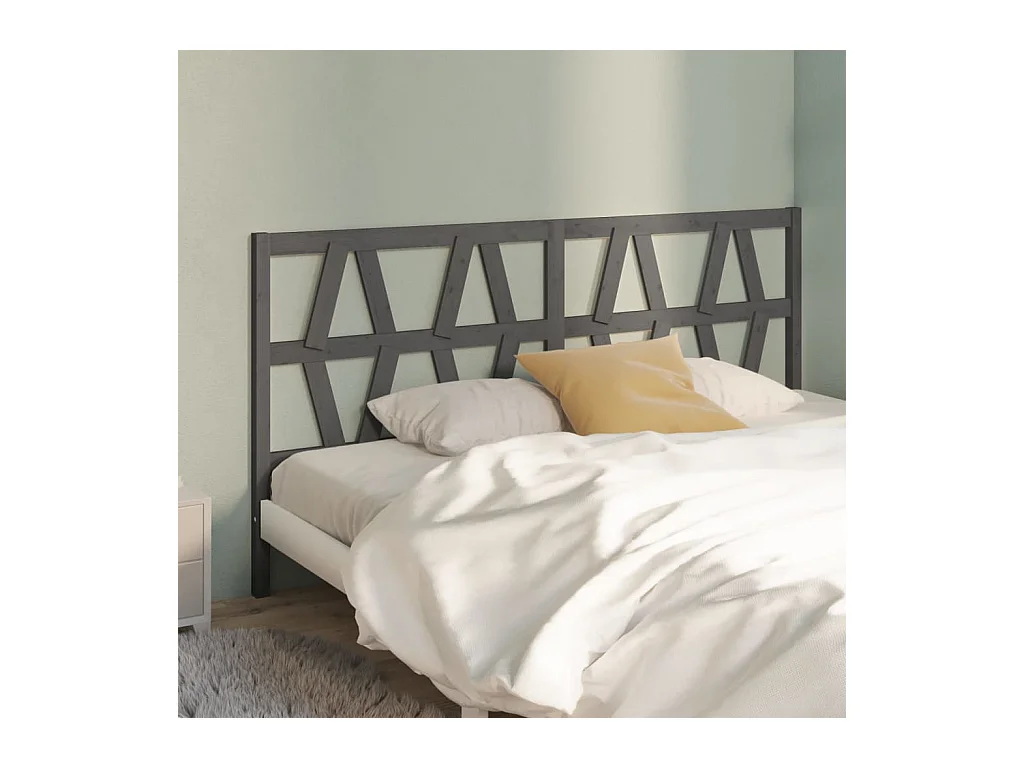 Tête de lit Gris 206x4x100 cm Bois massif de pin