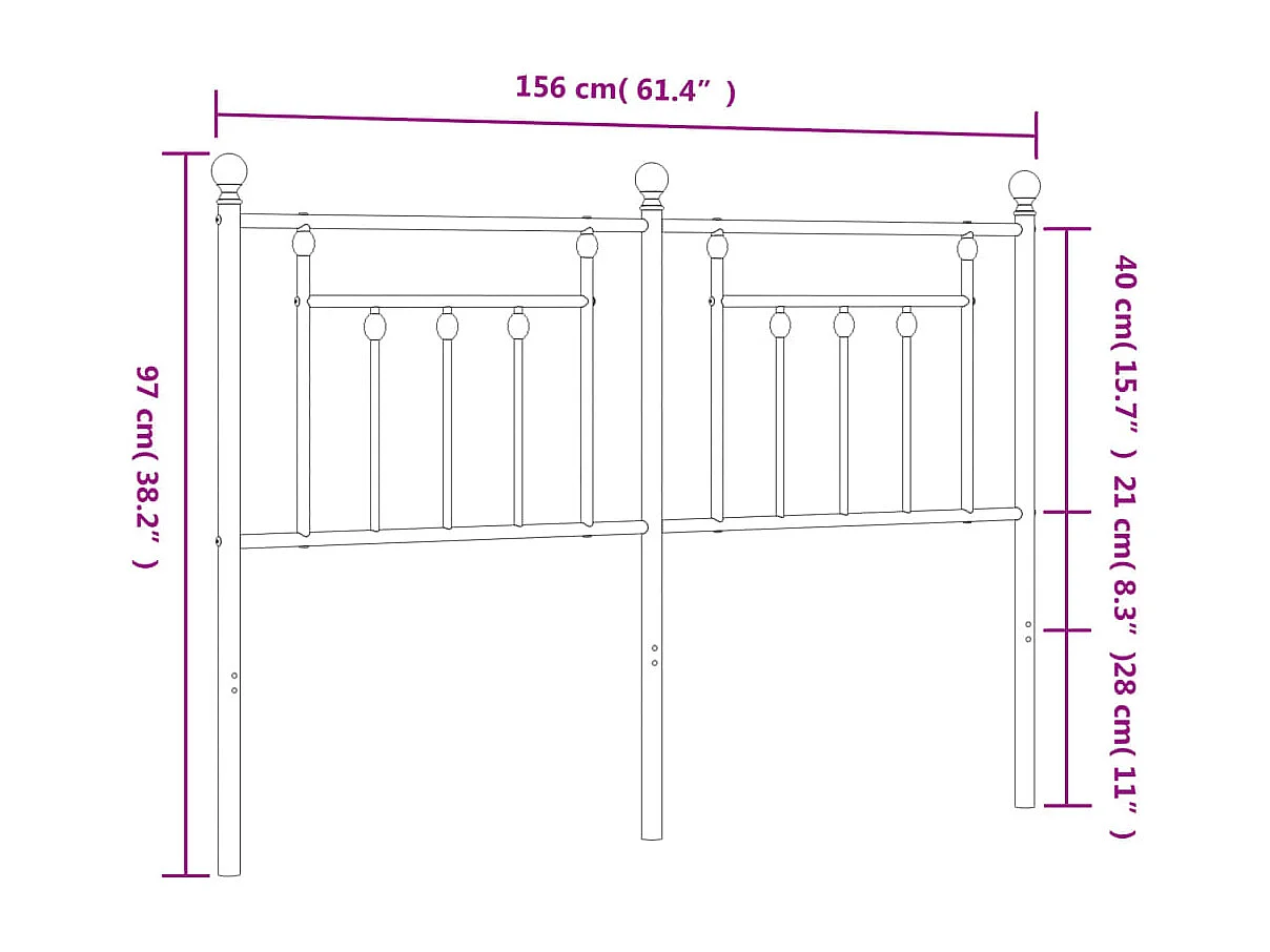 Tête de lit métal noir 150 cm