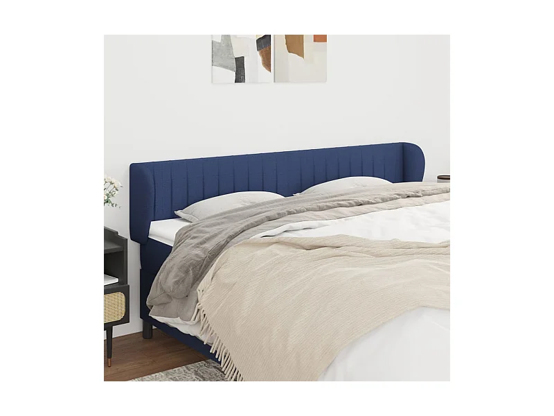 Cabeceira de cama c/ abas tecido 163x23x78/88 cm azul