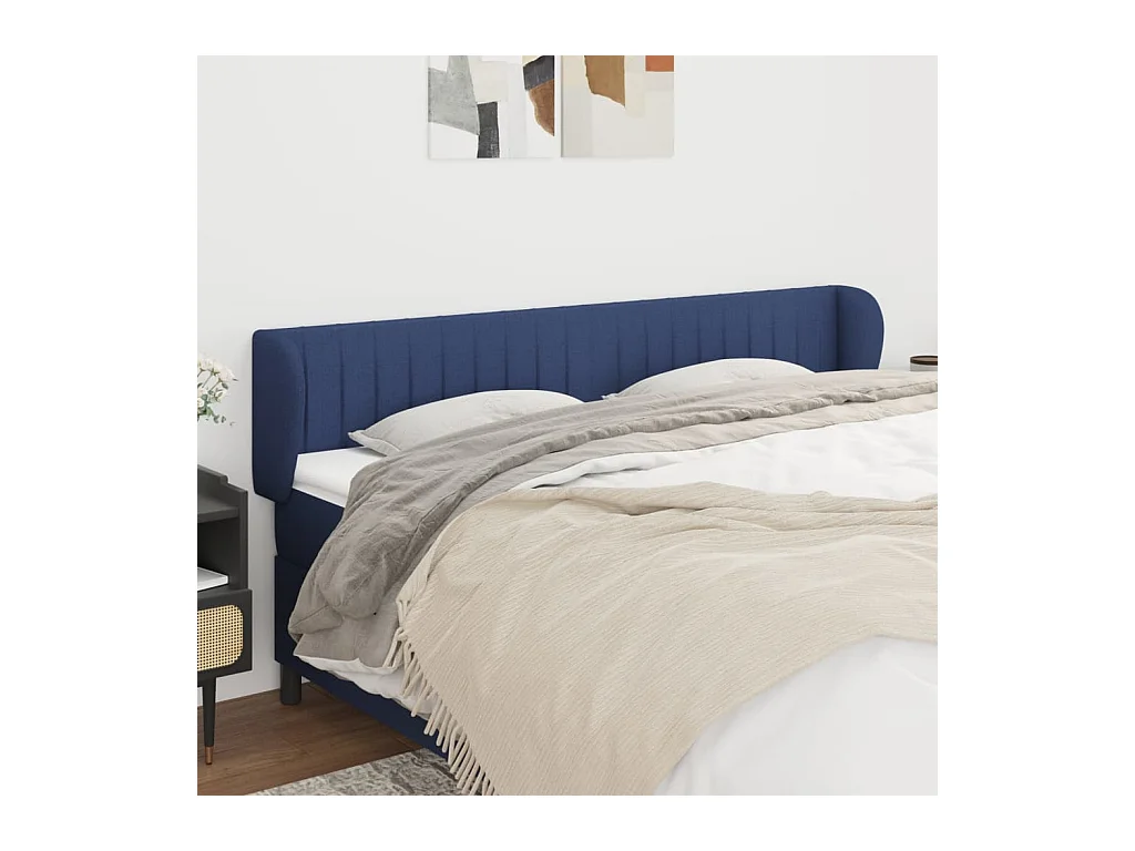 Cabeceira de cama c/ abas tecido 163x23x78/88 cm azul