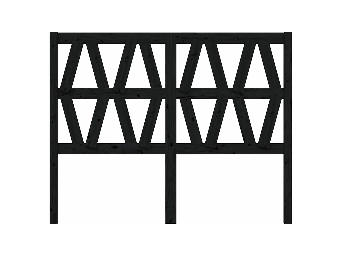 Tête de lit Noir 146x4x100 cm Bois massif de pin