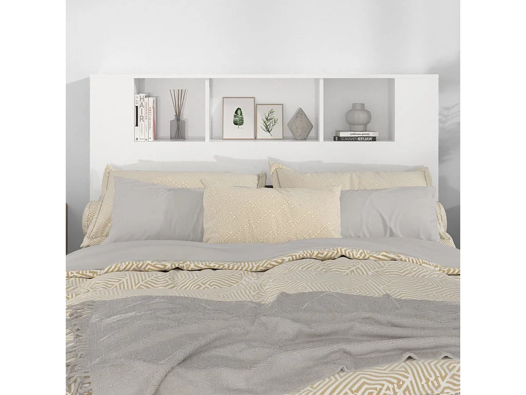 Armoire de tête de lit Blanc brillant 140x18,5x104,5 cm