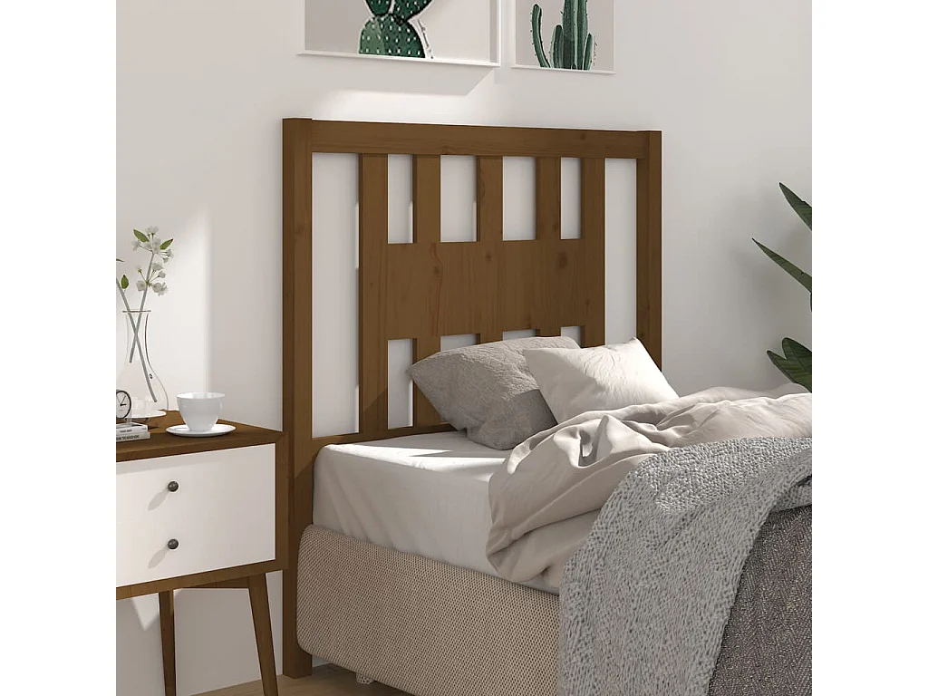 Cabeceira de cama 106x4x100 cm pinho maciço castanho mel