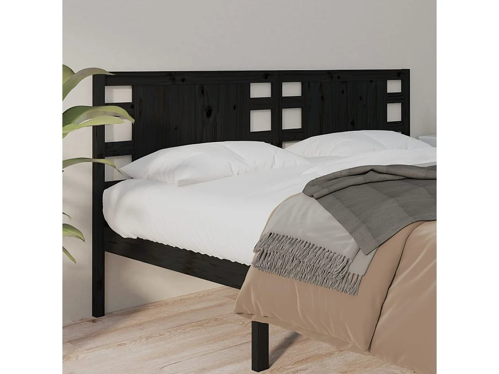 Cabeceira de cama 166x4x100 cm pinho maciço preto