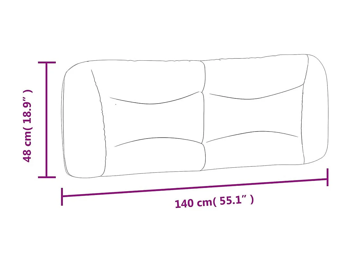 Coussin de tête de lit gris foncé 140 cm tissu