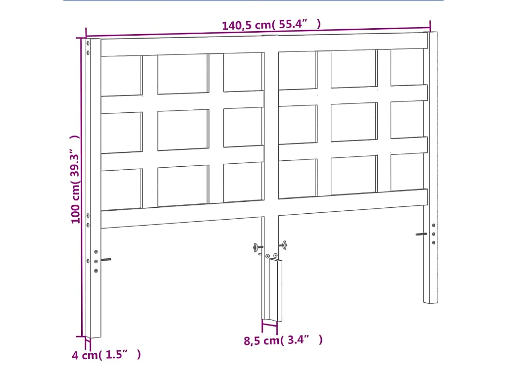 Tête de lit cire marron 135 cm bois massif de pin