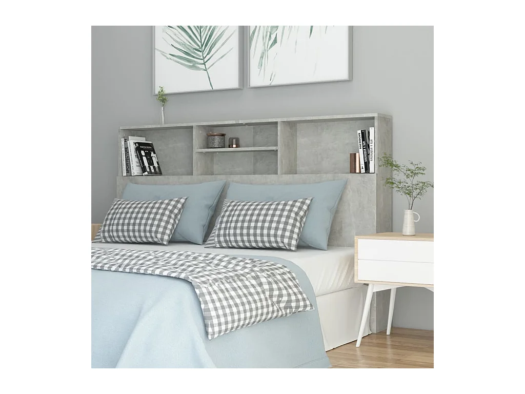 Mueble cabecero gris hormigón 160x19x103,5 cm