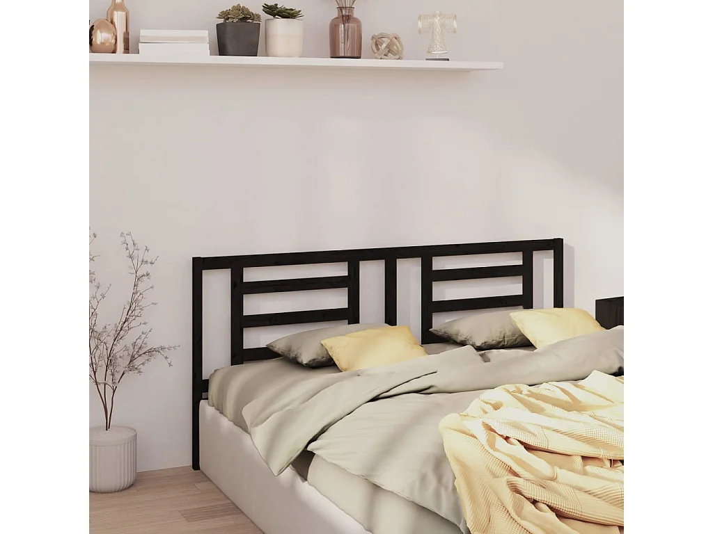 Cabeceira de cama 166x4x100 cm pinho maciço preto