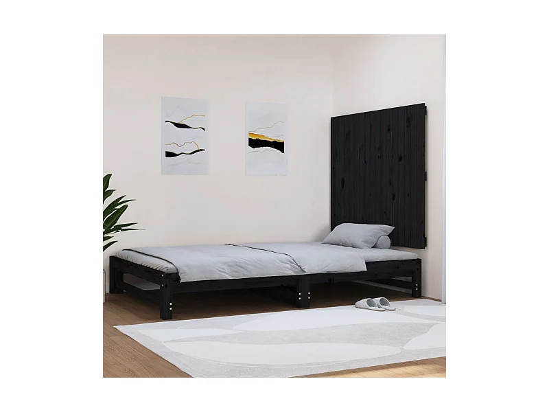 Cabecero de cama de pared madera maciza pino negro 108x3x90 cm