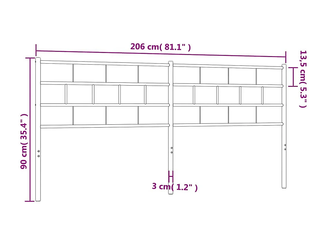 Tête de lit métal blanc 200 cm