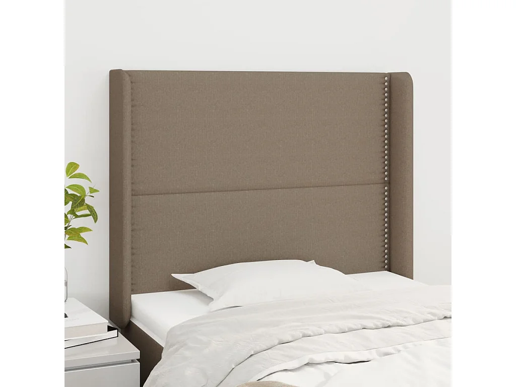 Cabeceira cama c/ abas tecido 93x16x118/128cm cinza-acastanhado