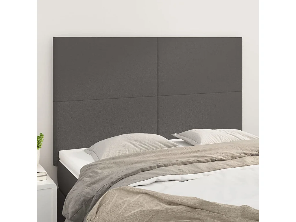 Tête de lit 4 pièces Gris 72x5x78/88 cm Similicuir