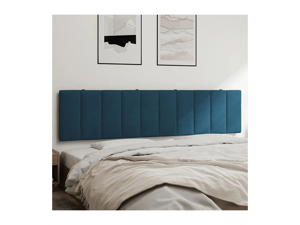 Tête de lit coussin bleu 200 cm velours