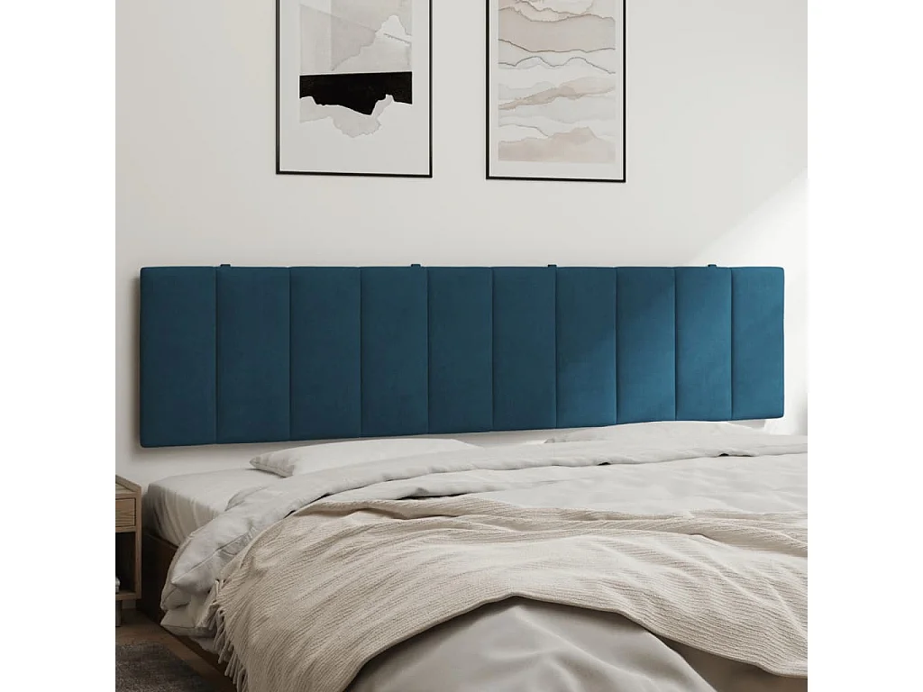 Tête de lit coussin bleu 200 cm velours