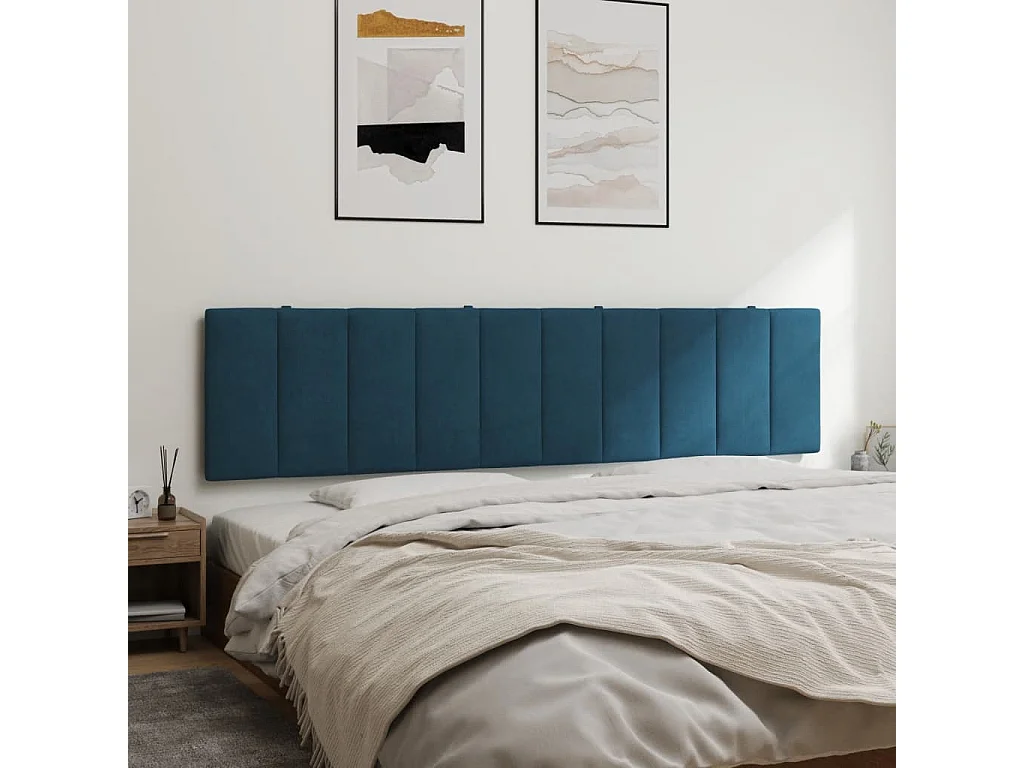 Tête de lit coussin bleu 200 cm velours