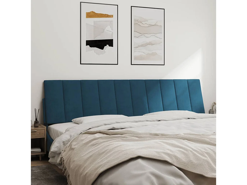 Tête de lit coussin bleu 200 cm velours