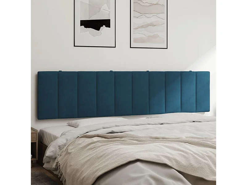 Tête de lit coussin bleu 200 cm velours