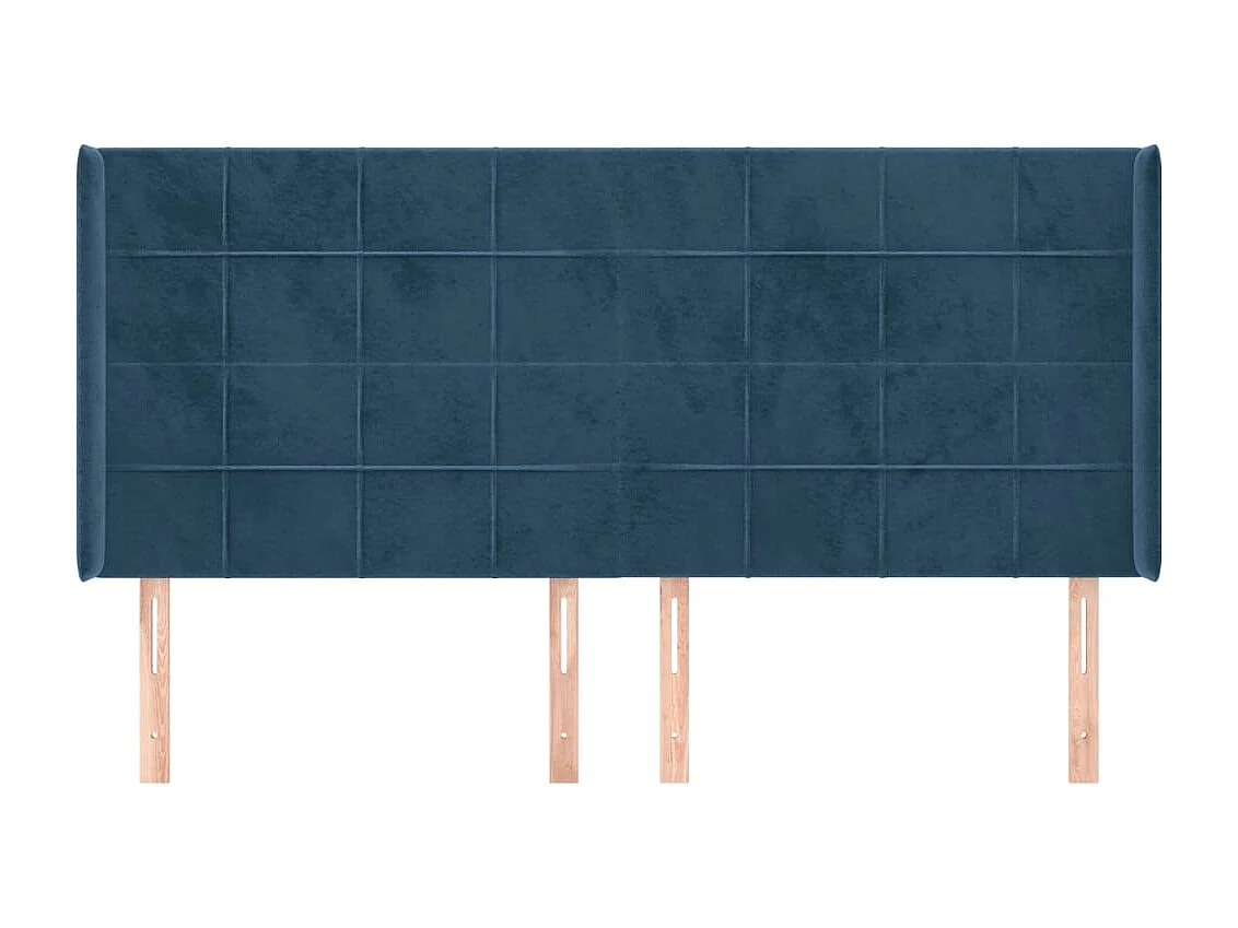 Tête de lit avec oreilles Bleu foncé 163x16x118/128 cm Velours