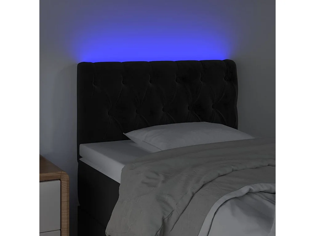 Cabecero con LED de terciopelo negro 80x7x78/88 cm