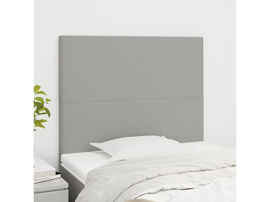 Cabeceira de cama 2 peças tecido 80x5x78/88 cm cinzento-claro
