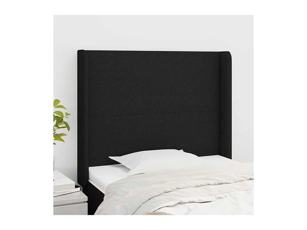 Tête de lit avec oreilles Noir 83x16x118/128 cm Tissu