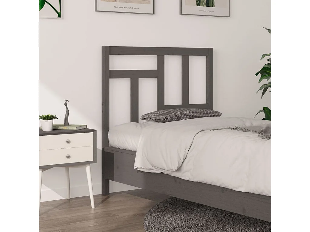 Tête de lit Gris 95,5x4x100 cm Bois massif de pin