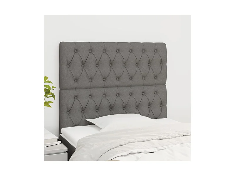 Tête de lit 2 pièces Gris foncé 100x7x78/88 cm Tissu