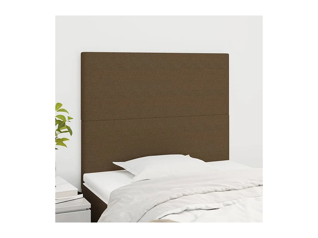Tête de lit 2 pièces Marron Foncé 80x5x78/88 cm Tissu