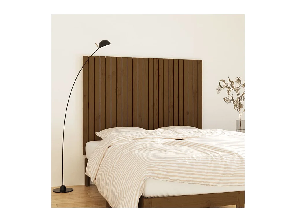 Tête de lit murale Marron miel 146,5x3x110cm Bois massif de pin