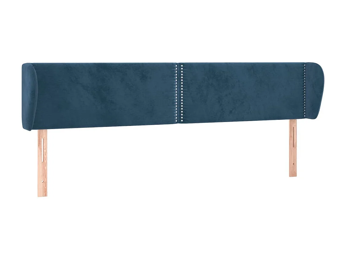 Hoofdbord met randen 163x23x78/88 cm fluweel donkerblauw