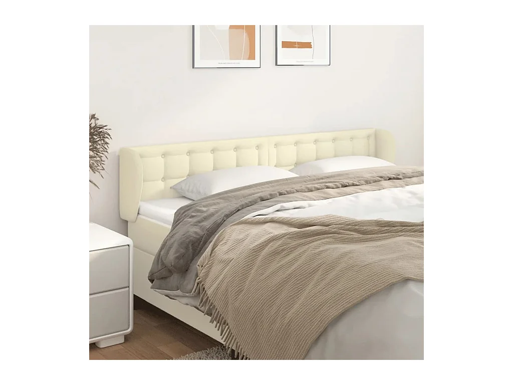 Tête de lit avec oreilles Crème 183x23x78/88 cm Similicuir