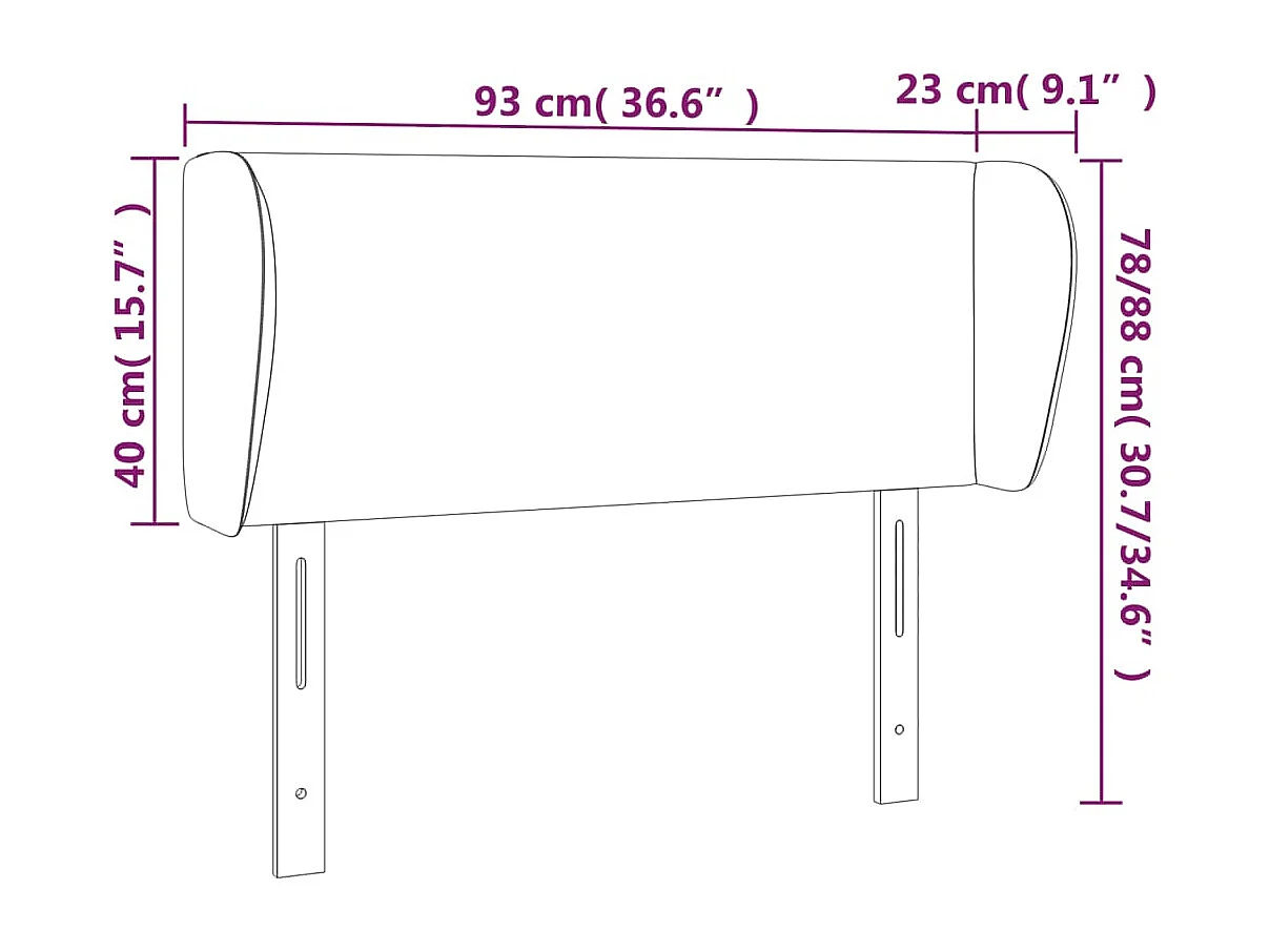 Cabeceira de cama c/ abas tecido 93x23x78/88 cm cinzento-claro