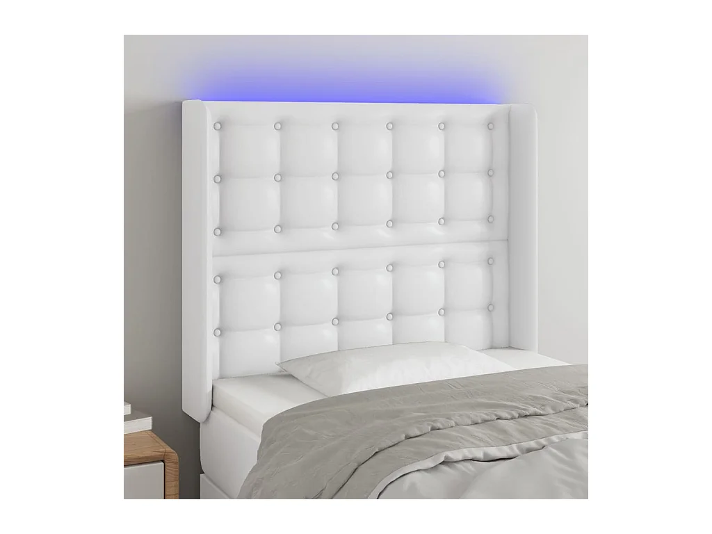Tête de lit à LED Blanc 93x16x118/128 cm Similicuir