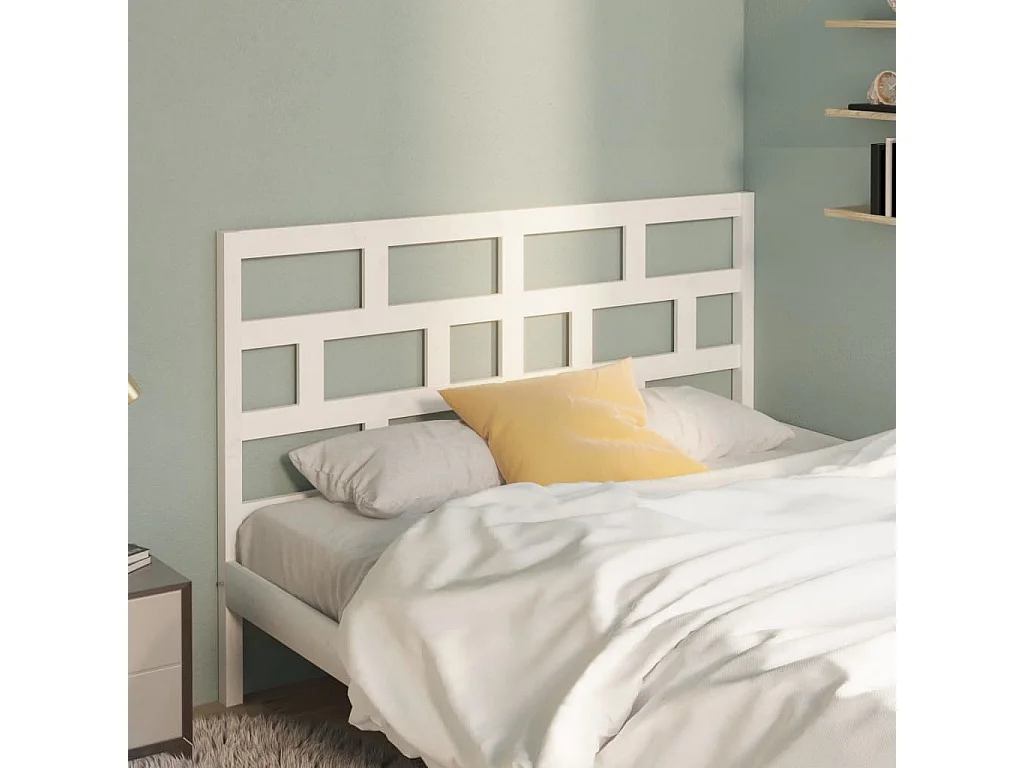 Cabecero de cama madera maciza de pino blanco 126x4x100 cm