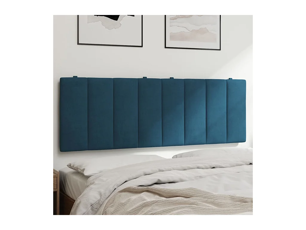 Tête de lit coussin bleu 140 cm velours