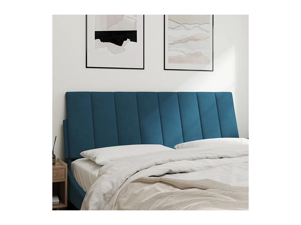 Tête de lit coussin bleu 140 cm velours