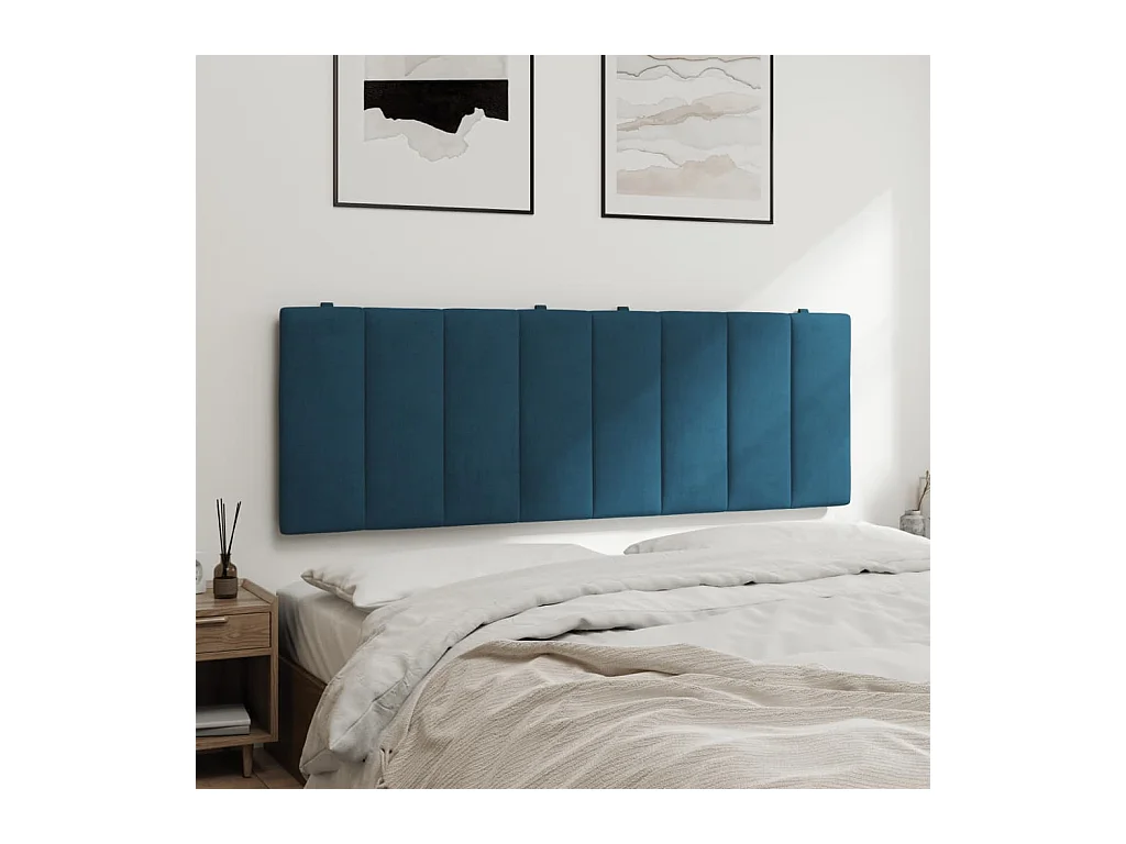 Tête de lit coussin bleu 140 cm velours