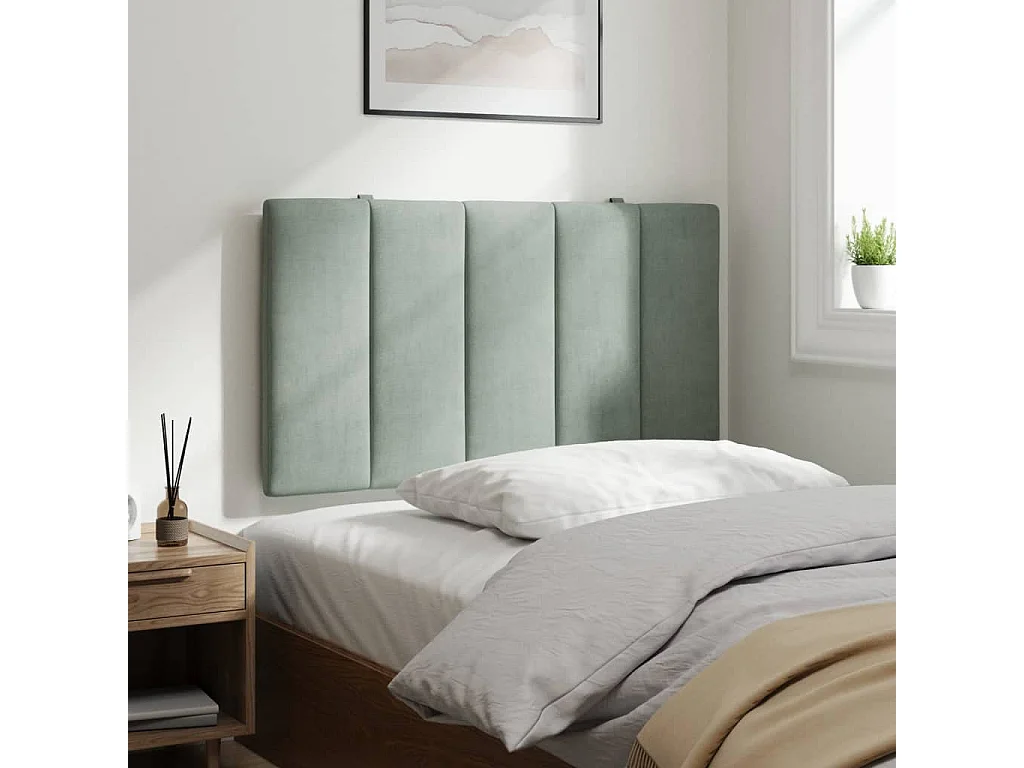 Tête de lit coussin gris clair 80 cm velours