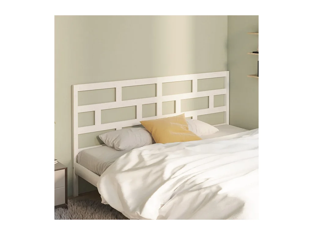 Tête de lit Blanc 206x4x100 cm Bois massif de pin