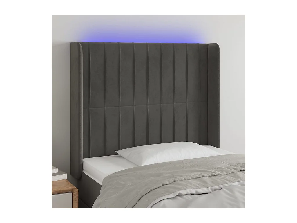 Tête de lit à LED Gris foncé 103x16x118/128 cm Velours