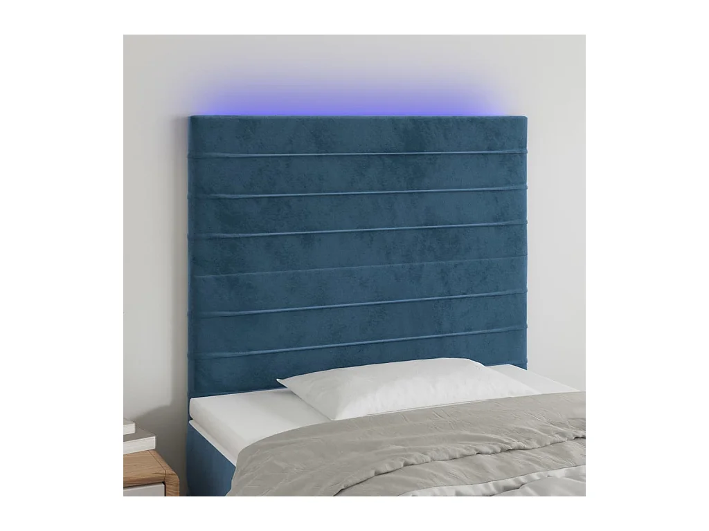 Tête de lit à LED Bleu foncé 80x5x118/128 cm Velours