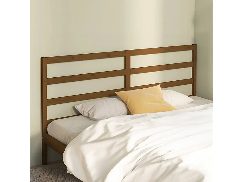 Cabecero de cama madera maciza de pino marrón miel 206x4x100 cm