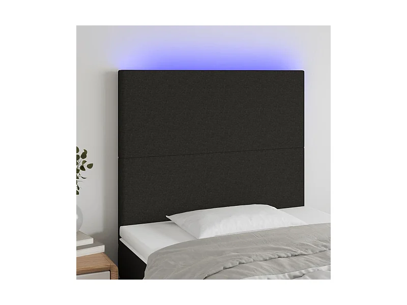 Tête de lit à LED Noir 80x5x118/128 cm Tissu