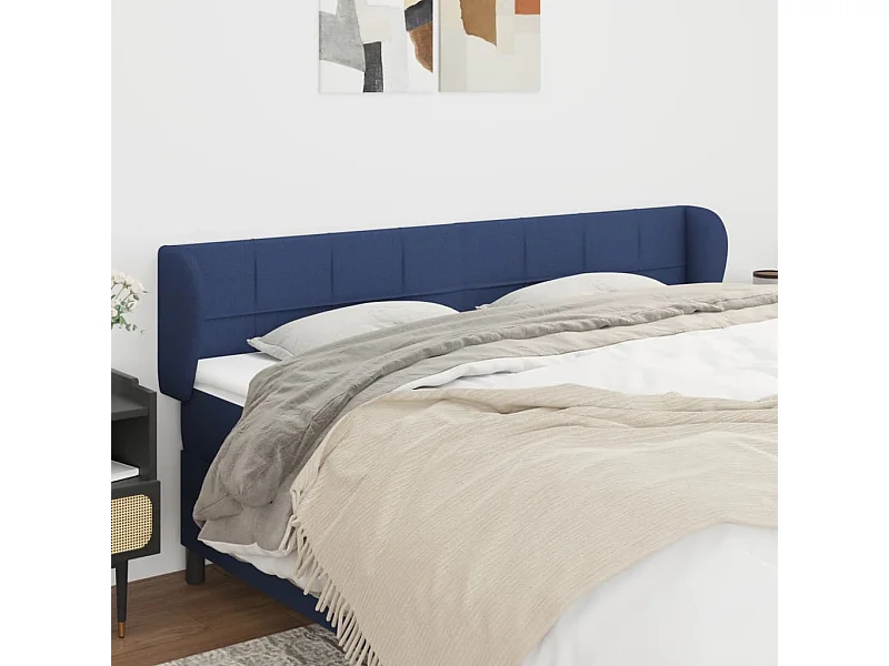 Tête de lit avec oreilles Bleu 163x23x78/88 cm Tissu